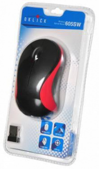 Мышь Оклик 605SW черный/красный оптическая (1200dpi) беспроводная USB для ноутбука (3but) от магазина РЭССИ