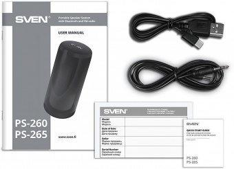 Колонка порт. Sven АС PS-260 черный 10W 1.0 BT/3.5Jack/USB 10м 2000mAh (без.бат) (SV-021337) от магазина РЭССИ