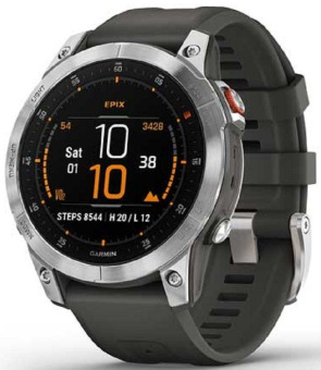 Смарт-часы Garmin Epix Gen 2 33.02мм 1.3" AMOLED корп.черный/стальной рем.серый (010-02582-01) от магазина РЭССИ