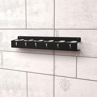 Настенный держатель-органайзер для баллончиков EMBODIMENT с крючками черный EMB-WOP-L-B от магазина РЭССИ