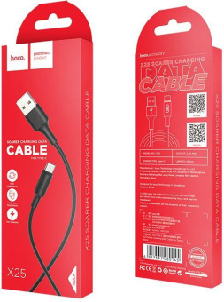 Кабель Hoco X25 Soarer X25 USB (m)-USB Type-C (m) 1м черный коробка от магазина РЭССИ