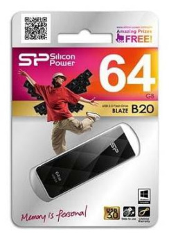 Флеш Диск Silicon Power 64Gb Blaze B20 SP064GBUF3B20V1K USB3.0 черный от магазина РЭССИ
