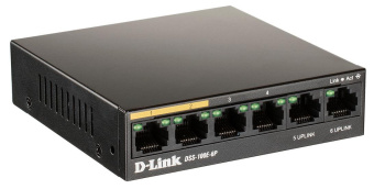 Коммутатор D-Link DSS-100E-6P/A1A 6x100Mb 4PoE+ 55W неуправляемый от магазина РЭССИ