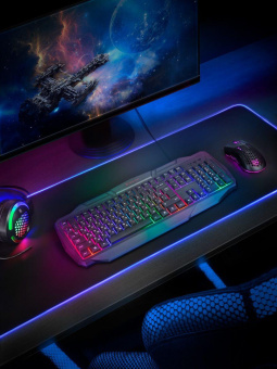 Клавиатура Defender Ultra HB-330L черный USB LED (подставка для запястий) от магазина РЭССИ