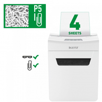 Шредер Leitz IQ Protect Premium 4M белый (секр.P-5) фрагменты 4лист. 14лтр. скрепки скобы от магазина РЭССИ