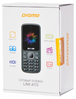 Мобильный телефон Digma A172 Linx 32Mb черный моноблок 2Sim 1.77" 128x160 GSM900/1800 microSD max32Gb от магазина РЭССИ
