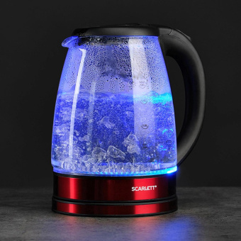 Чайник электрический Scarlett SC-EK27G85 1.8л. 1800Вт красный/черный корпус: стекло от магазина РЭССИ