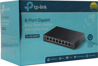 Коммутатор TP-Link TL-SG108PE 8G 4PoE+ 64W управляемый от магазина РЭССИ