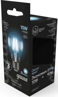 Лампа филам. Gauss 10Вт цок.:E27 шар 220B 4100K св.свеч.бел.ней. A60 (упак.:10шт) (102802210) от магазина РЭССИ