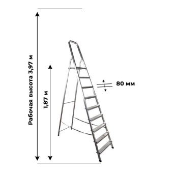 Алюминиевая стремянка Алюмет 9 ступеней. Серия Ам709 от магазина РЭССИ