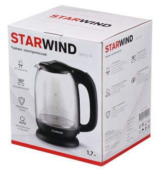 Чайник электрический Starwind SKG1210 1.7л. 2200Вт черный (корпус: стекло) от магазина РЭССИ
