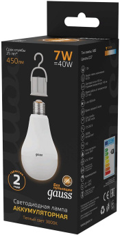Лампа светодиодная Gauss A60 7Вт цок.:E27 груша 220B 3000K св.свеч.бел.теп. (упак.:1шт) (102402107) от магазина РЭССИ