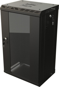Шкаф коммутационный Hyperline (TDB-6U-GP-RAL9004) настенный 6U 390x300мм пер.дв.стекл задн.дв.спл.стал.лист направл.под винты 60кг черный 225мм 11.8кг 366.5мм IP20 металл от магазина РЭССИ