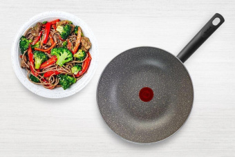 Сковорода ВОК (WOK) Tefal Natural Cook 04213628 круглая 28см покрытие: Mineralia+ non-stick ручка несъемная (без крышки) серый от магазина РЭССИ