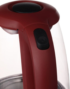 Чайник электрический Hyundai HYK-G1002 1.7л. 2200Вт бордовый (корпус: стекло) от магазина РЭССИ