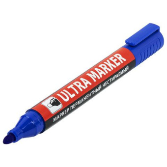 Перманентный маркер BRAUBERG ULTRA MARKER синий 3.5 мм с клипом 152206 от магазина РЭССИ