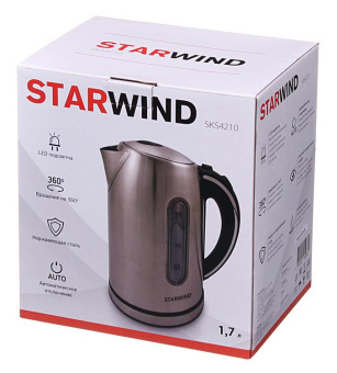 Чайник электрический Starwind SKS4210 1.7л. 2200Вт серебристый матовый (корпус: нержавеющая сталь) от магазина РЭССИ