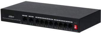 Коммутатор Dahua DH-PFS3010-8ET-65 10x100Mb 8PoE+ 65W неуправляемый от магазина РЭССИ