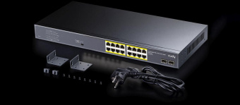 Коммутатор Cudy GS1020PS2 (L2) 16x1Гбит/с 2SFP 16PoE+ 200W неуправляемый от магазина РЭССИ