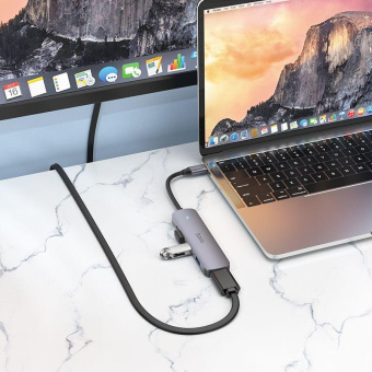 Разветвитель USB-C Hoco HB27 4порт. серый от магазина РЭССИ