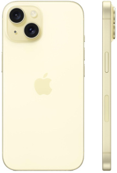 Смартфон Apple A3092 iPhone 15 128Gb желтый моноблок 3G 4G 2Sim 6.1" 1179x2556 iOS 17 48Mpix 802.11 a/b/g/n/ac/ax NFC GPS GSM900/1800 TouchSc Protect от магазина РЭССИ