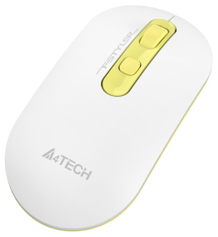 Мышь A4Tech Fstyler FG20S Daisy белый/желтый оптическая (2000dpi) silent беспроводная USB для ноутбука (4but) от магазина РЭССИ