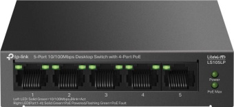 Коммутатор TP-Link LS105LP 5x100Мбит/с 4PoE 41W неуправляемый от магазина РЭССИ