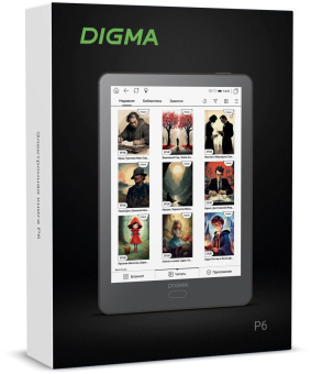 Электронная книга Digma P6 6" E-Ink Kaleido 1072x1448 Touch Screen 1.8Ghz 3072/32Gb/SD/microSDHC темно-серый от магазина РЭССИ