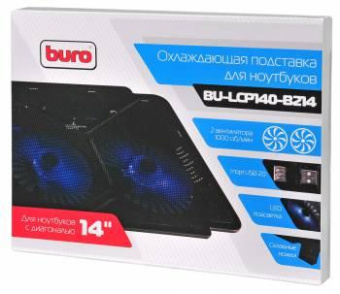 Подставка для ноутбука Buro BU-LCP140-B214 14"335x265x22мм 1xUSB 2x 140ммFAN 480г металлическая сетка/пластик черный от магазина РЭССИ