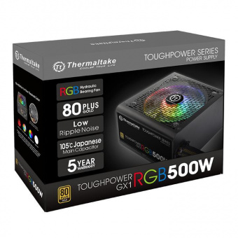 Блок питания Thermaltake ATX 500W Toughpower GX1 RGB 80+ gold 24pin APFC 120mm fan color LED 6xSATA RTL от магазина РЭССИ