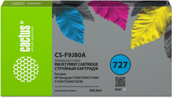 Картридж струйный Cactus CS-F9J80A 727 серый (300мл) для HP Designjet T920/T930/T1500/T1530/T2500/T2530 от магазина РЭССИ