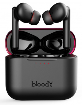 Гарнитура вкладыши A4Tech Bloody M90 черный/красный беспроводные bluetooth в ушной раковине (M90 BLACK + RED) от магазина РЭССИ