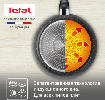 Сковорода Tefal Rock 04235126 круглая 26см покрытие: Mineralia ручка несъемная (без крышки) черный от магазина РЭССИ