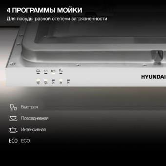 Посудомоечная машина встраив. Hyundai HBD 440P 2100Вт узкая серебристый/белый от магазина РЭССИ