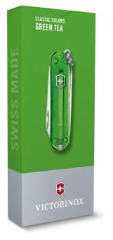 Нож-брелок Victorinox Classic SD Colors Green Tea 58 мм 7 функций полупрозрачный зелёный 0.6223.T41G от магазина РЭССИ