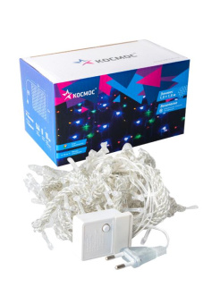 Гирлянда КОСМОС KOC_CUR-V106 Занавес "Дождь", 144LED, 8 режимов свечения, мультиколор, 1,5 х1,5м от магазина РЭССИ