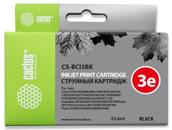 Картридж струйный Cactus CS-BCI3BK черный (23.6мл) для Canon BJC-3000/6000/6100/6200/6200S/S400/S450/i560/i560S/i860/i865/C100/MP390/MPC400/700/730/750/760/780/iP3000/i6500/iP4000/iP4000R/iP5000 от магазина РЭССИ