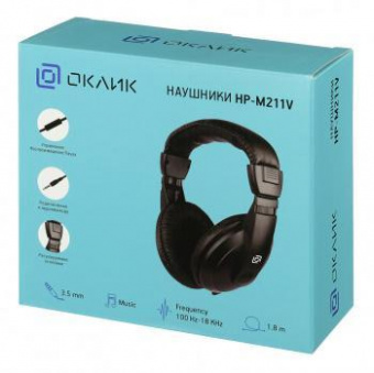 Наушники мониторные Оклик HP-M211V 1.8м черный проводные оголовье (HP-M211VB) от магазина РЭССИ