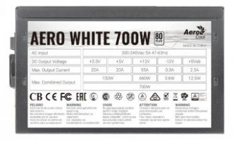 Блок питания Aerocool ATX 700W AERO WHITE 80+ (24+4+4pin) APFC 120mm fan 5xSATA RTL от магазина РЭССИ