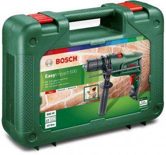 Дрель ударная Bosch EasyImpact 600 600Вт патрон:быстрозажимной реверс (кейс в комплекте) (0603133020) от магазина РЭССИ