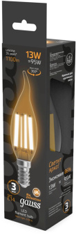 Лампа филам. Gauss Filament 13Вт цок.:E14 свеча св.свеч.бел.теп. (упак.:10шт) (104801113) от магазина РЭССИ