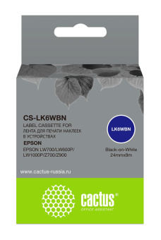 Картридж ленточный Cactus CS-LK6WBN черный для Epson LW700/LW600P/LW1000P/Z700/Z900 от магазина РЭССИ