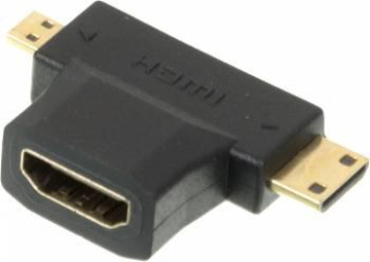 Переходник аудио-видео HDMI (f)/Micro HDMI (m)/Mini HDMI (m) черный (+ Mini HDMI (Male)) от магазина РЭССИ