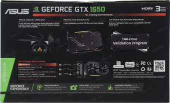 Видеокарта Asus PCI-E TUF-GTX1650-4GD6-GAMING NVIDIA GeForce GTX 1650 4Gb 128bit GDDR6 1410/12000 DVIx1 HDMIx1 DPx1 HDCP Ret от магазина РЭССИ