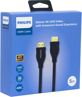Кабель аудио-видео Philips 4K 60Гц Ultra HD HDMI (m)/HDMI (m) 5м. позолоч.конт. черный (SWV4150/56) от магазина РЭССИ
