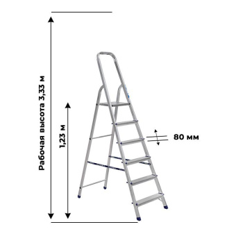 Алюминиевая стремянка Алюмет 6 ступеней. Серия AМ706 Ам706 от магазина РЭССИ