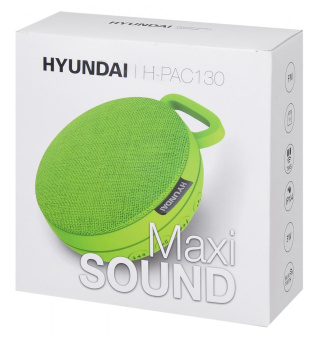 Колонка порт. Hyundai H-PAC130 св.зеленый 3W 1.0 BT 10м 300mAh от магазина РЭССИ