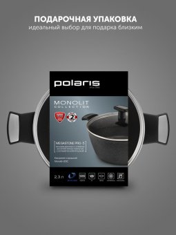 Кастрюля Polaris Monolit 20C 2.3л. d=20см (с крышкой) черный (015248) от магазина РЭССИ
