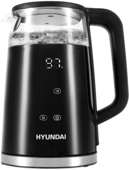 Чайник электрический Hyundai HYK-G6404 1.7л. 2200Вт черный/серебристый корпус: стекло/пластик от магазина РЭССИ