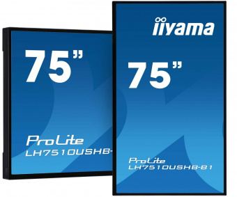 Панель Iiyama 75" LH7510USHB-B1 черный IPS LED 16:9 DVI HDMI M/M матовая 3000cd 178гр/178гр 3840x2160 D-Sub DisplayPort Ultra HD 76кг